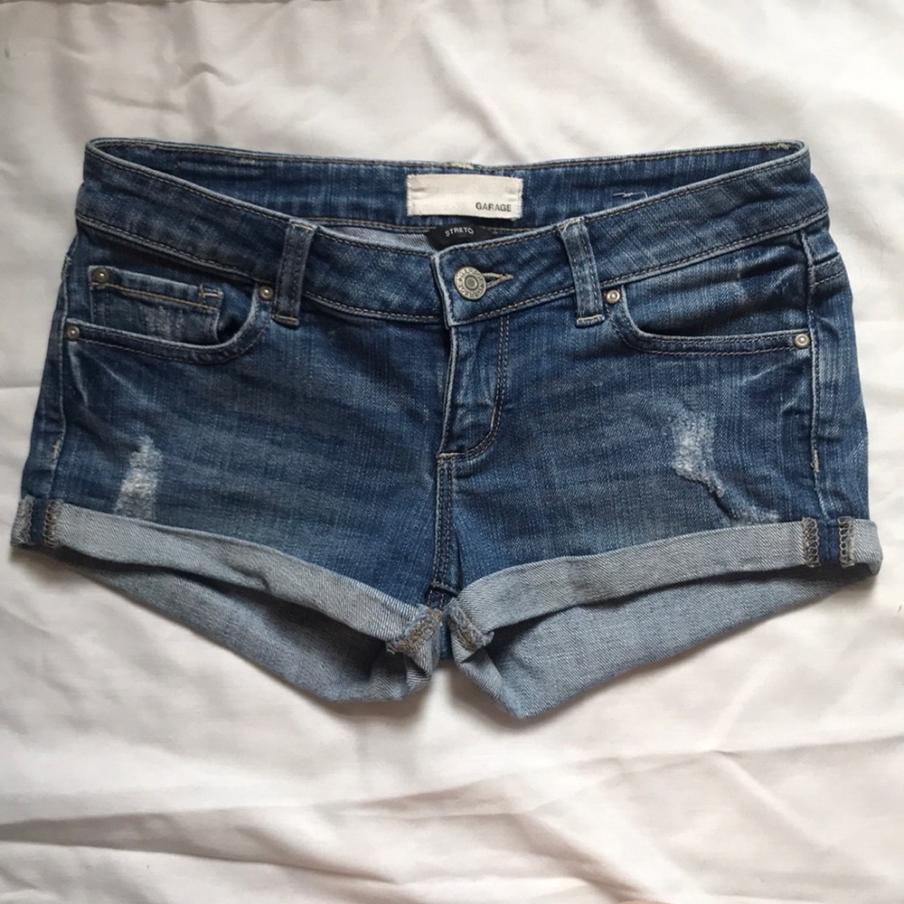 Garage, light wash jean shorts